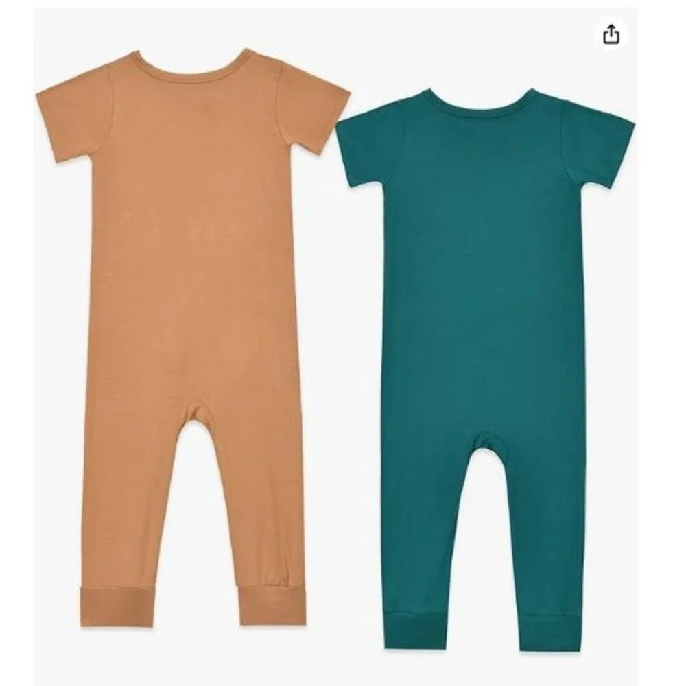 2 Pack Baby Pajamas 0-3 M, Romper Short Sleeve Footless 2 Way Zipper
